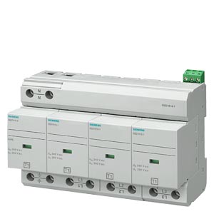 Siemens 5SD74, Surge protection device, type 1, UC 350V,  pluggable modules, 4-pole, 3+1 circuit for TN-S and TT systems with remote display